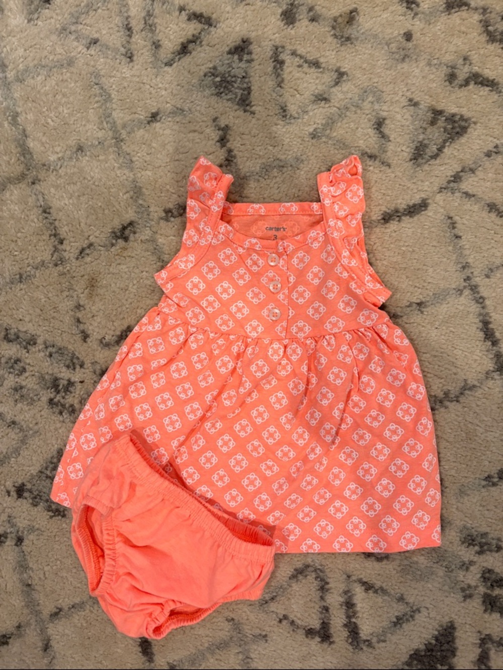 Carter's Coral Printed Dress with Matching Bloomers